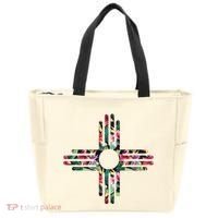 New Mexico State Zia Symbol Floral Print By Mcma Tote Bag thumb 0