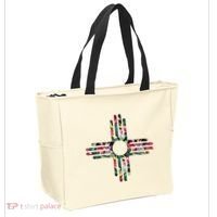 New Mexico State Zia Symbol Floral Print By Mcma Tote Bag thumb 2