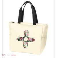 New Mexico State Zia Symbol Floral Print By Mcma Tote Bag thumb 3