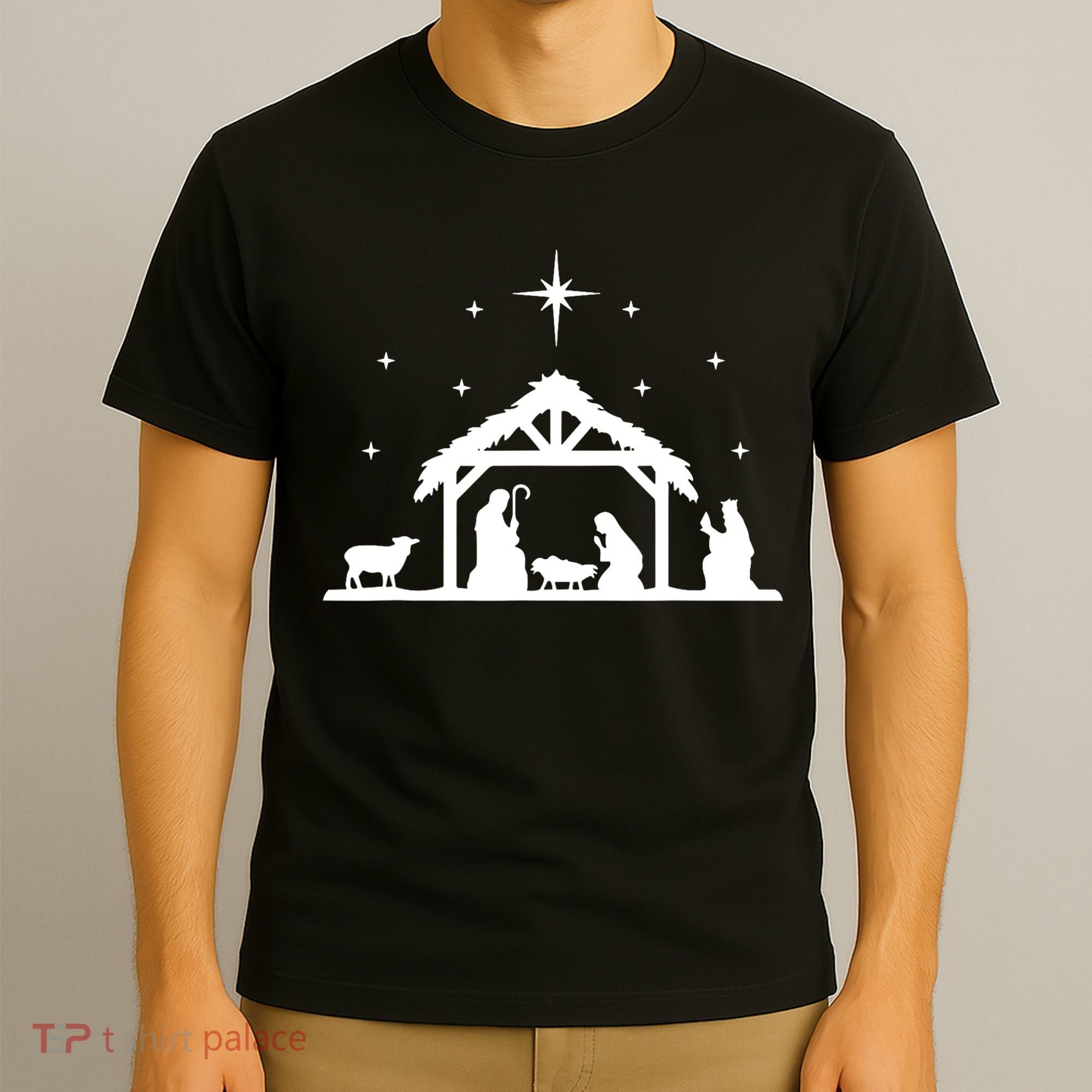 Nativity Manger Scene Baby Jesus Birth Of Christ Christmas T-Shirt