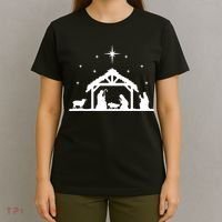 Nativity Manger Scene Baby Jesus Birth Of Christ Christmas T-Shirt thumb 4