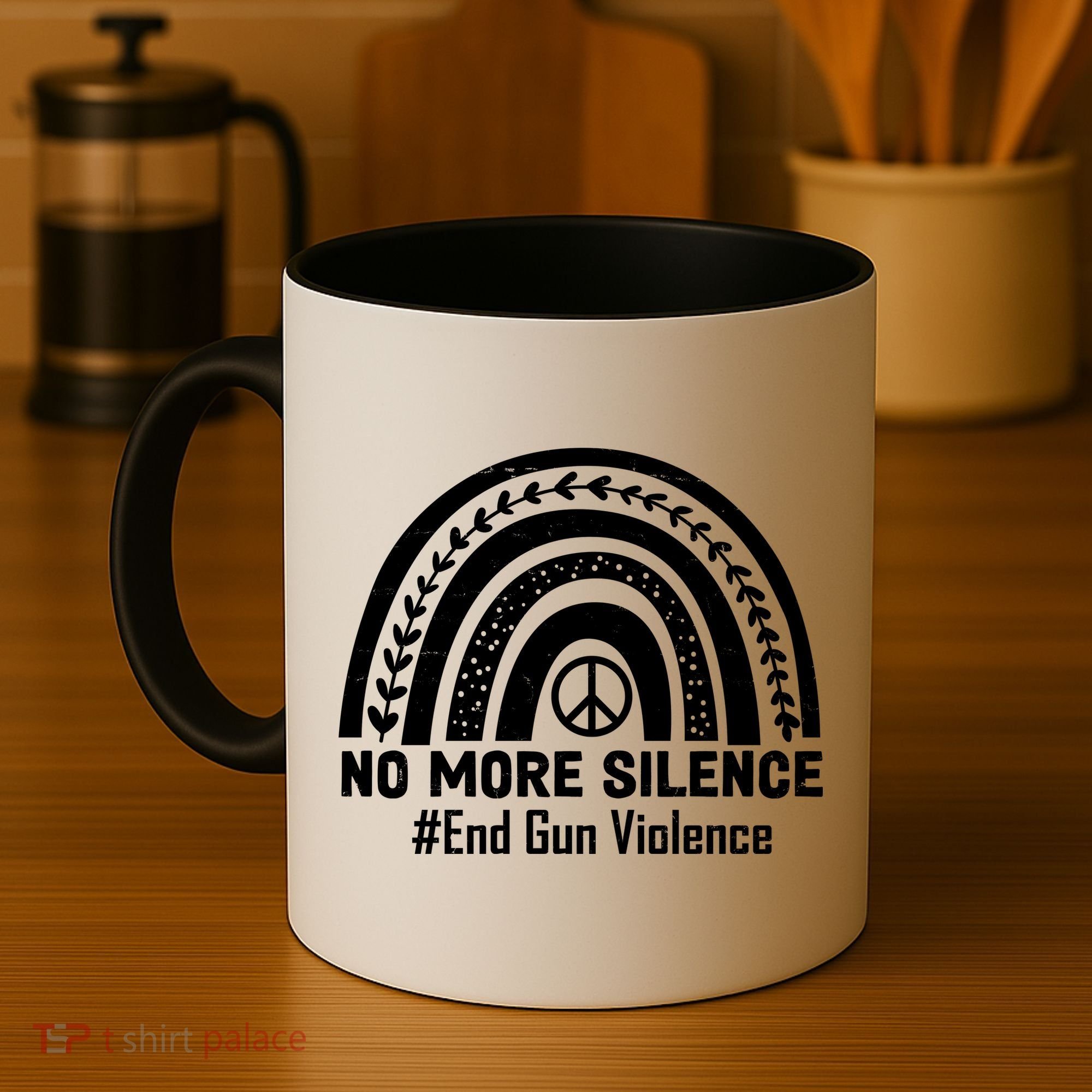 No More Silence End Gun Violence Peace Rainbow Coffee Mug