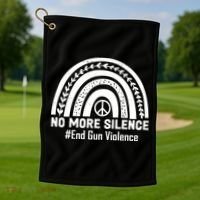 No More Silence End Gun Violence Peace Rainbow Golf Towel thumb 1