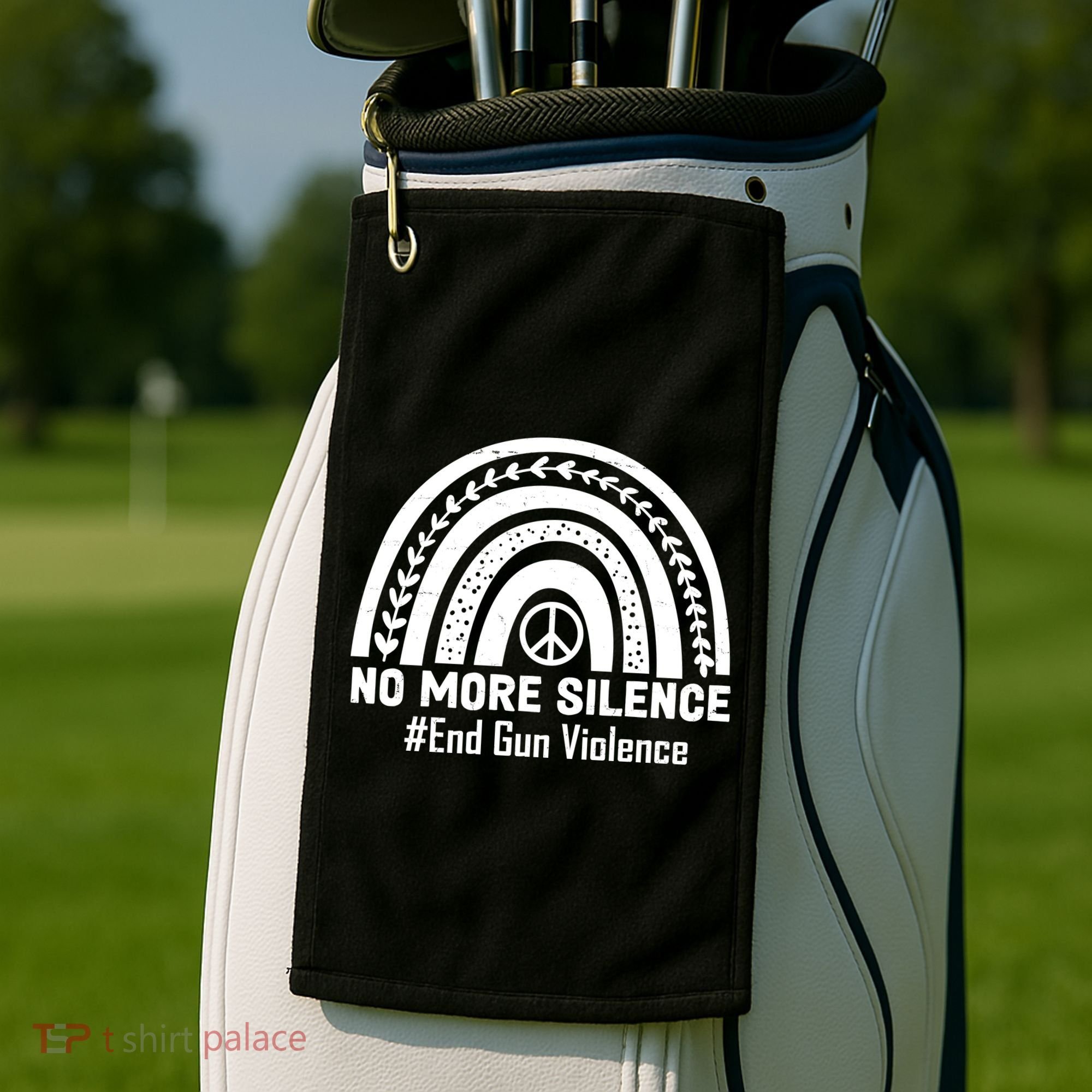 No More Silence End Gun Violence Peace Rainbow Golf Towel