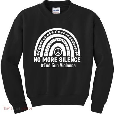 No More Silence End Gun Violence Peace Rainbow Kids Sweatshirt