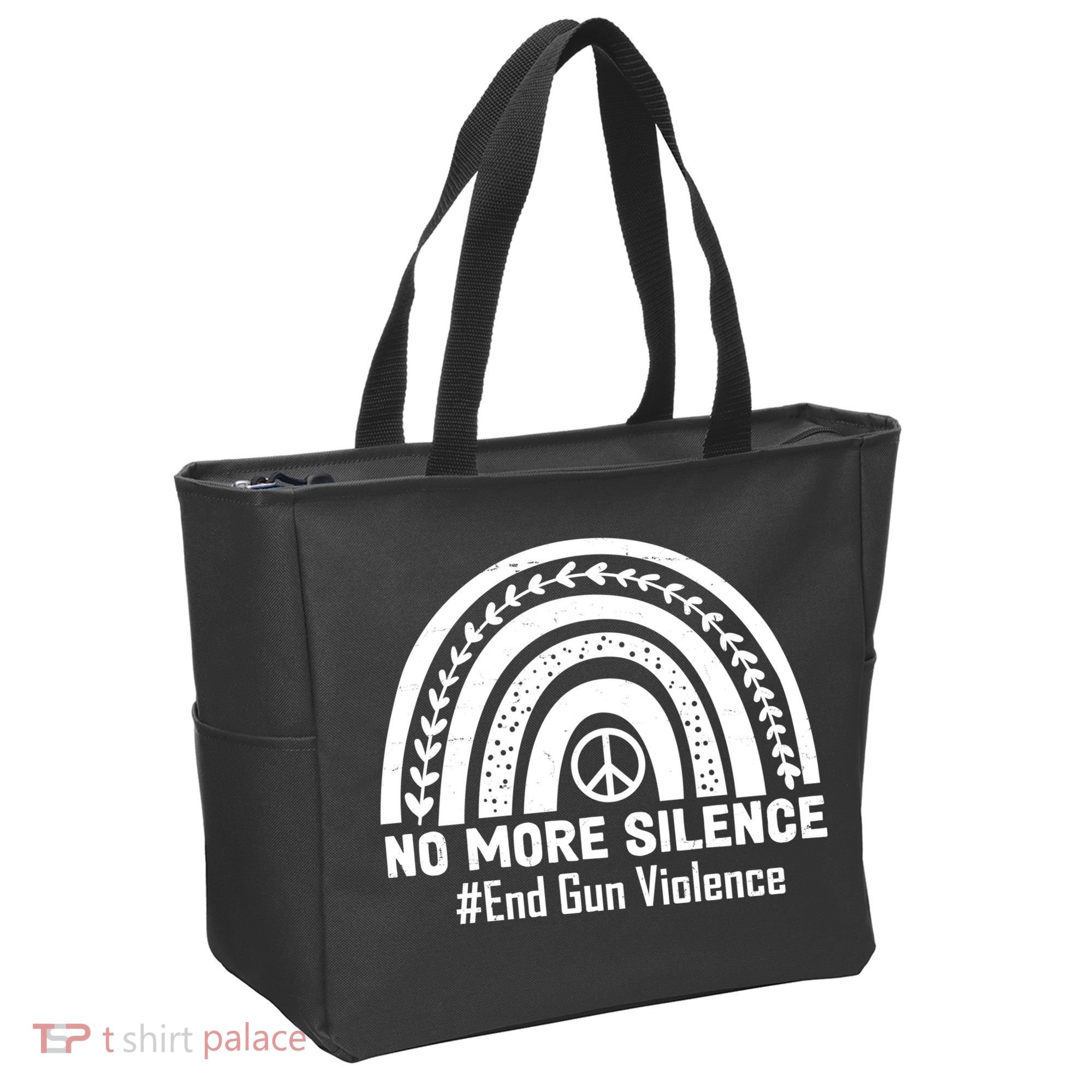 No More Silence End Gun Violence Peace Rainbow Tote Bag