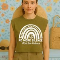 No More Silence End Gun Violence Peace Rainbow Garment-Dyed Women's Muscle Tee thumb 4