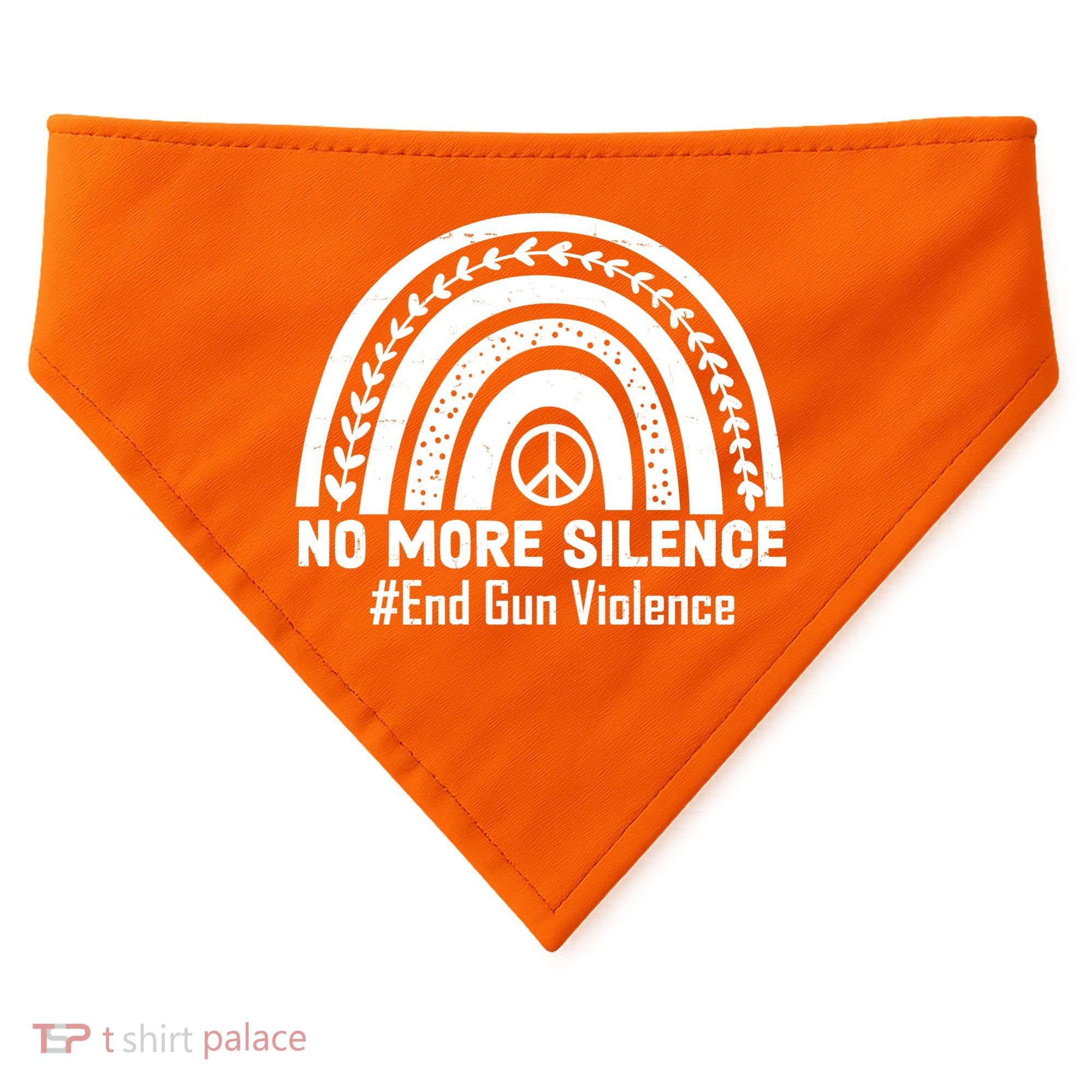 No More Silence End Gun Violence Peace Rainbow USA-Made Doggie Bandana