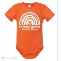 No More Silence End Gun Violence Peace Rainbow Baby Bodysuit thumb 0