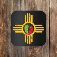 New Mexico Southwest Zia With Red And Green Chile Coaster thumb 0