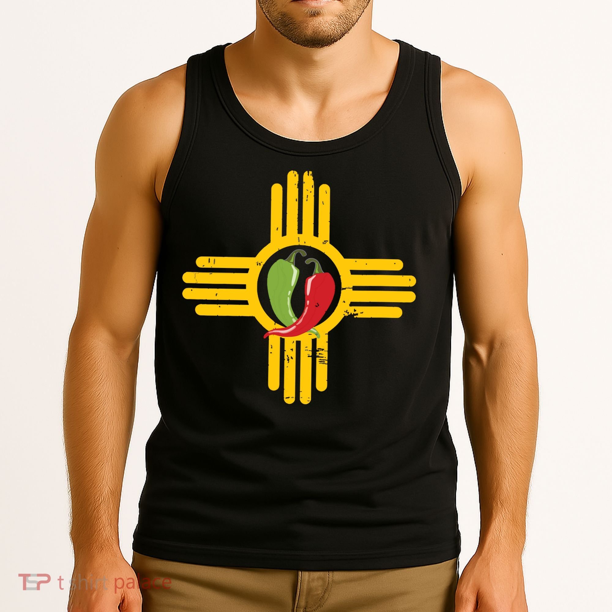 New Mexico Southwest Zia With Red And Green Chile Tank Top