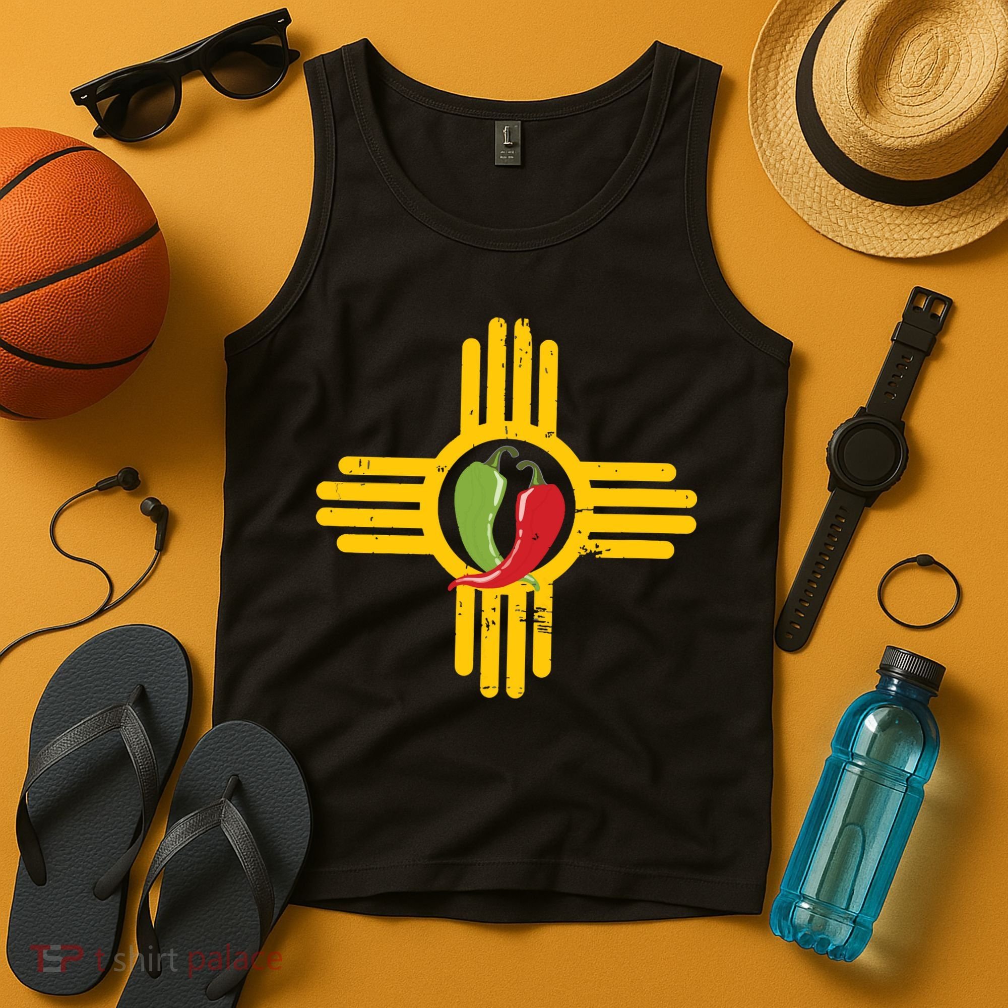 New Mexico Southwest Zia With Red And Green Chile Tank Top