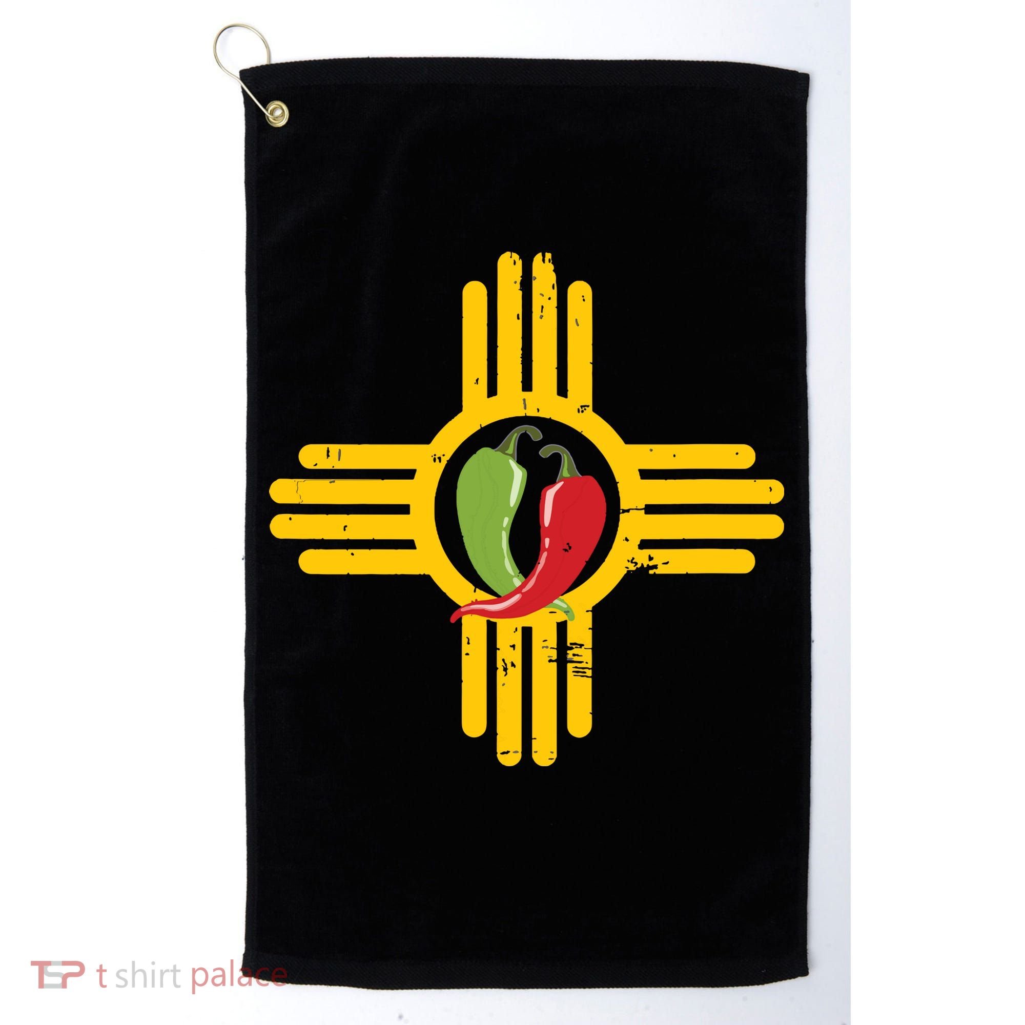 New Mexico Southwest Zia With Red And Green Chile Golf Towel