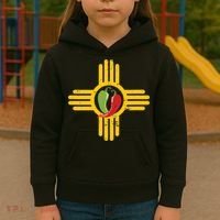 New Mexico Southwest Zia With Red And Green Chile Kids Hoodie thumb 3