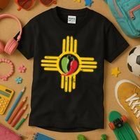 New Mexico Southwest Zia With Red And Green Chile Kids T-Shirt thumb 3