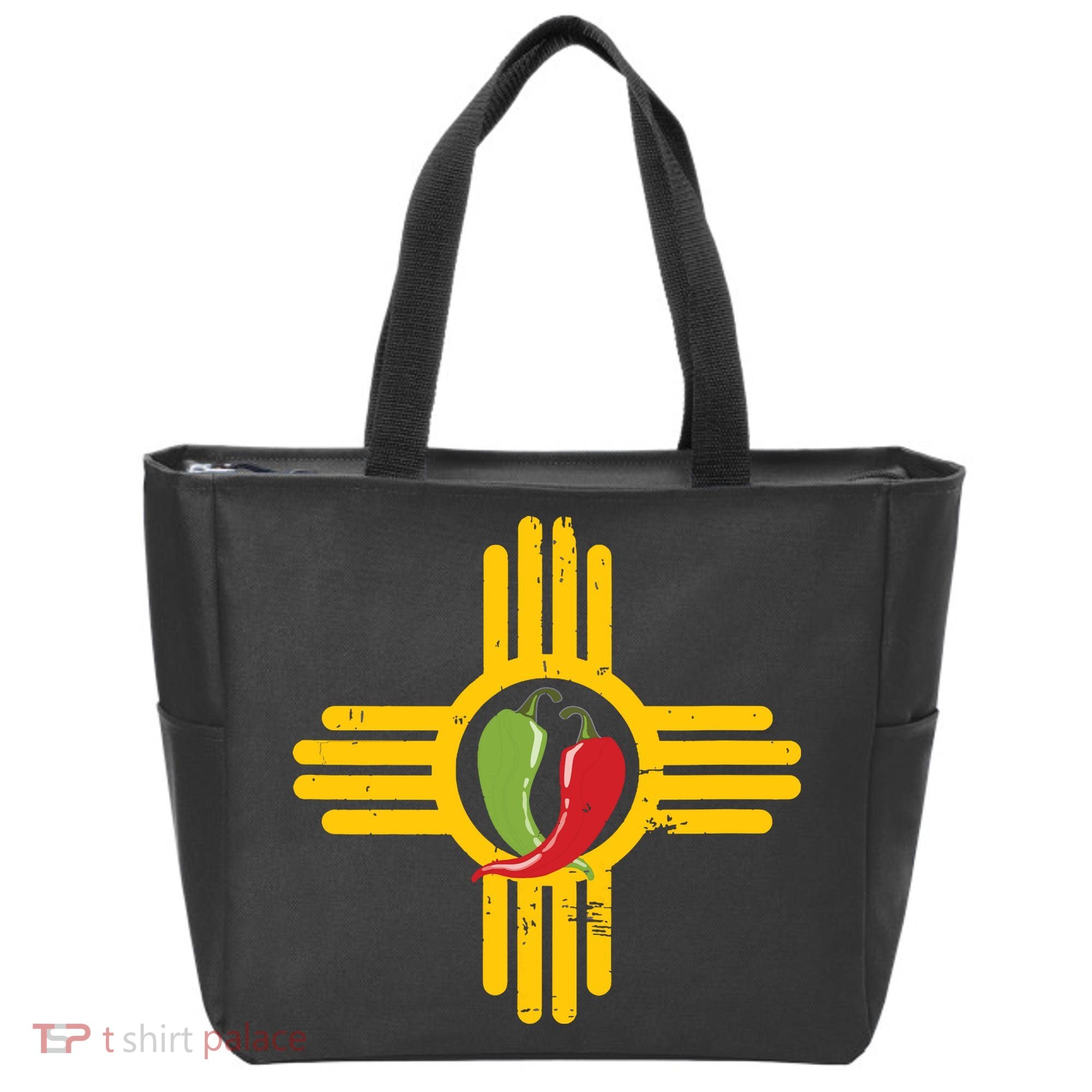 New Mexico Southwest Zia With Red And Green Chile Tote Bag