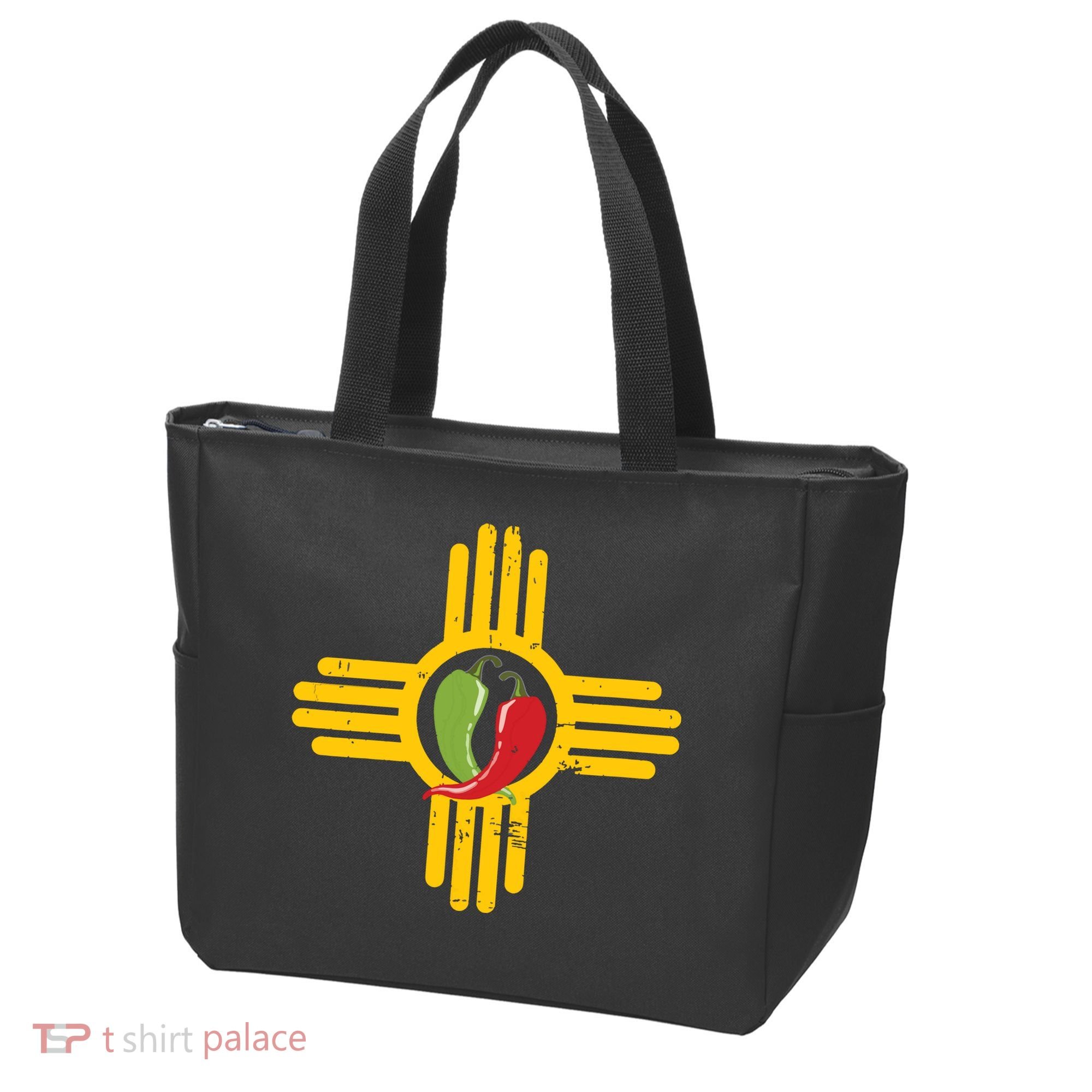 New Mexico Southwest Zia With Red And Green Chile Tote Bag