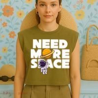 Need More Space Funny Astronaut Garment-Dyed Women's Muscle Tee thumb 4