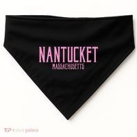 Nantucket Massachusetts Text Print USA-Made Doggie Bandana thumb 0