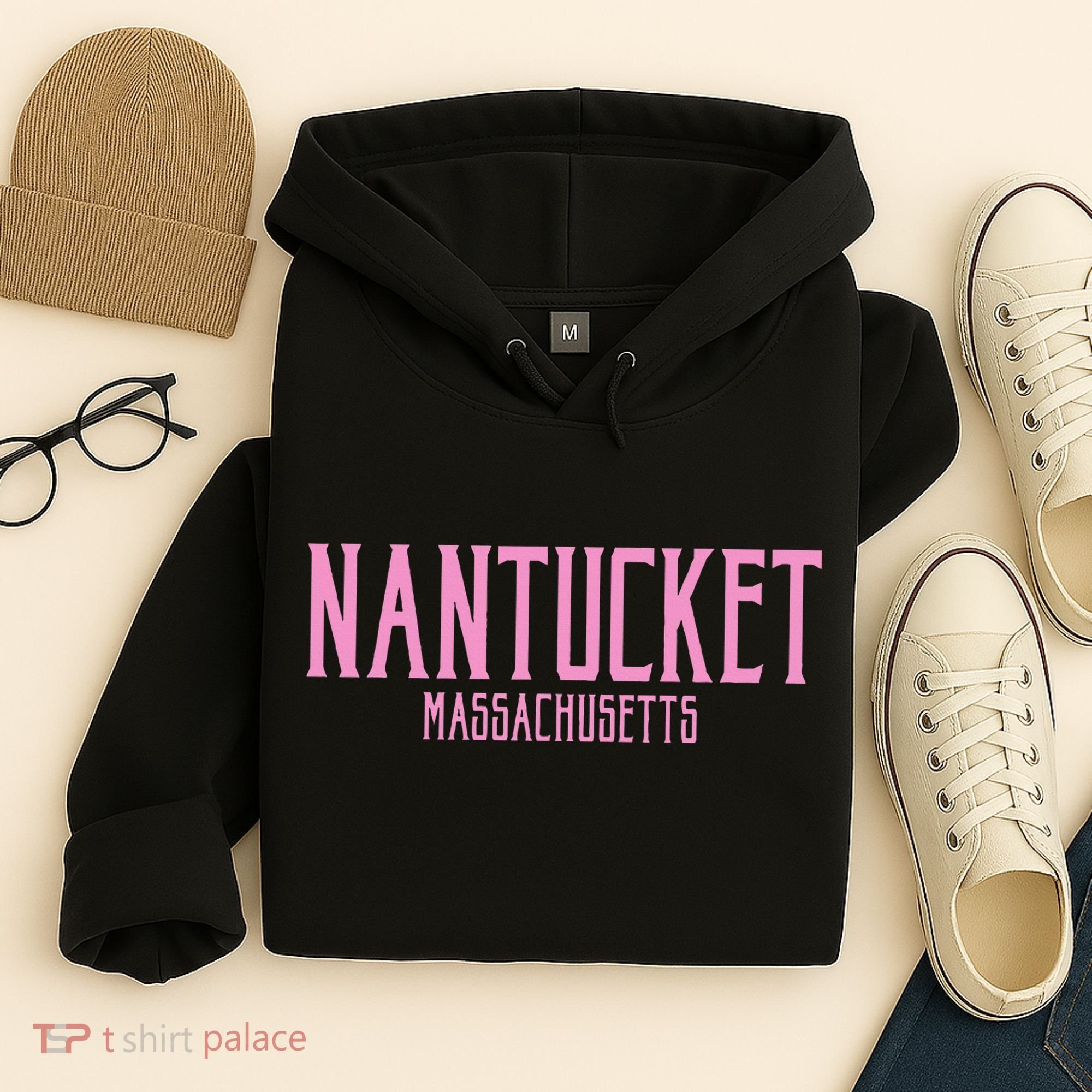 Nantucket Massachusetts Text Print Hoodie