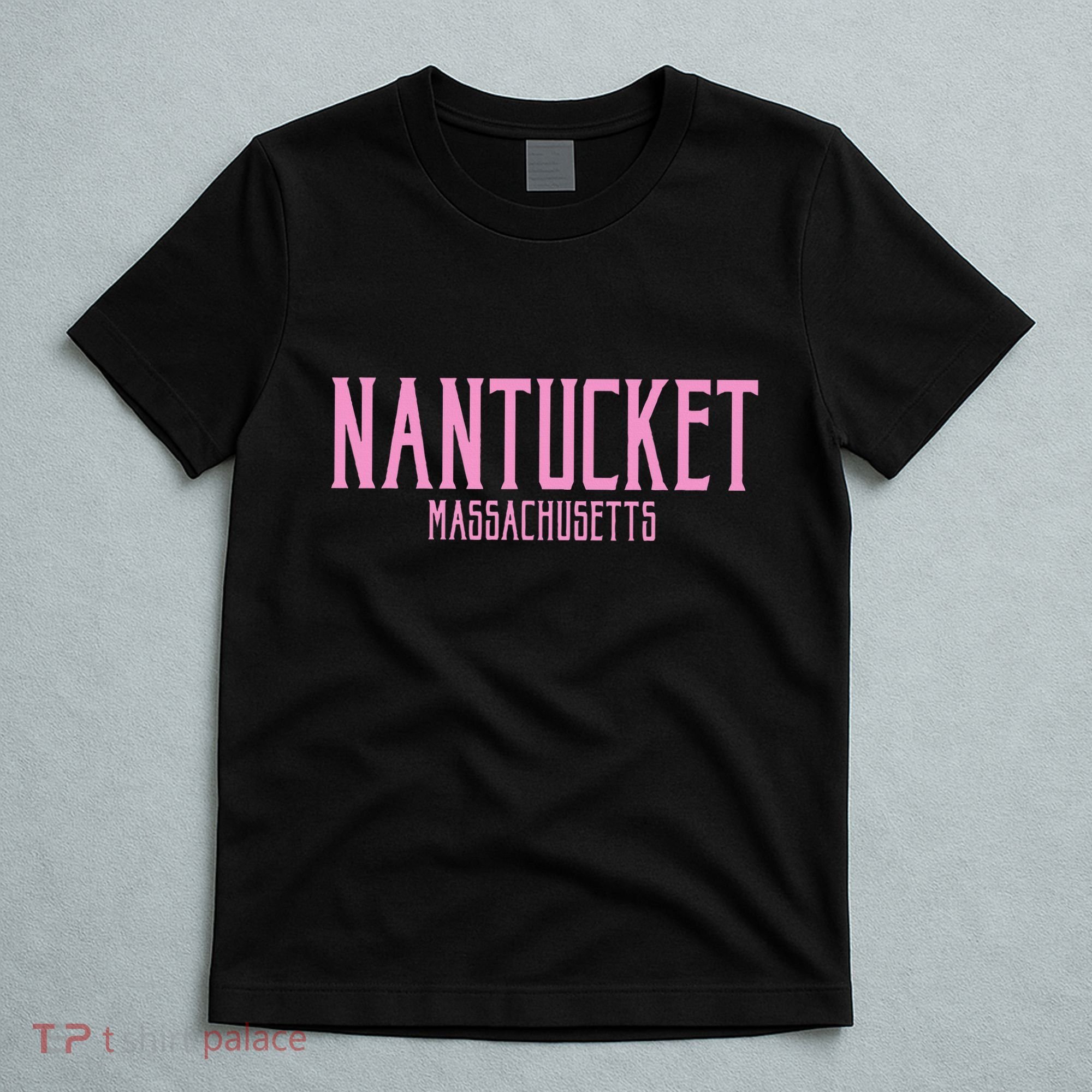 Nantucket Massachusetts Text Print T-Shirt