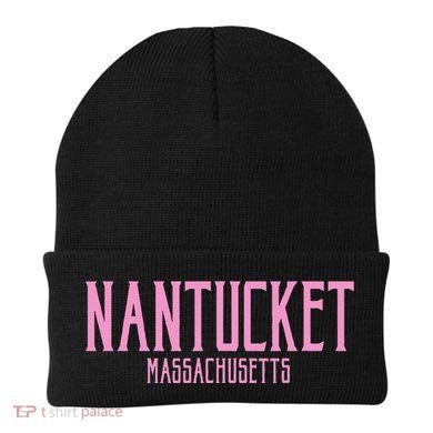 Nantucket Massachusetts Text Print Beanie