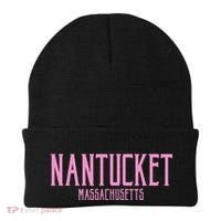 Nantucket Massachusetts Text Print Beanie thumb 0