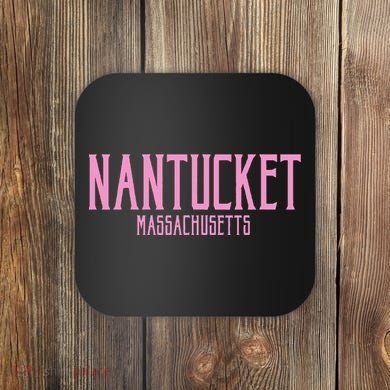 Nantucket Massachusetts Text Print Coaster