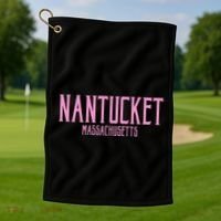 Nantucket Massachusetts Text Print Golf Towel thumb 1