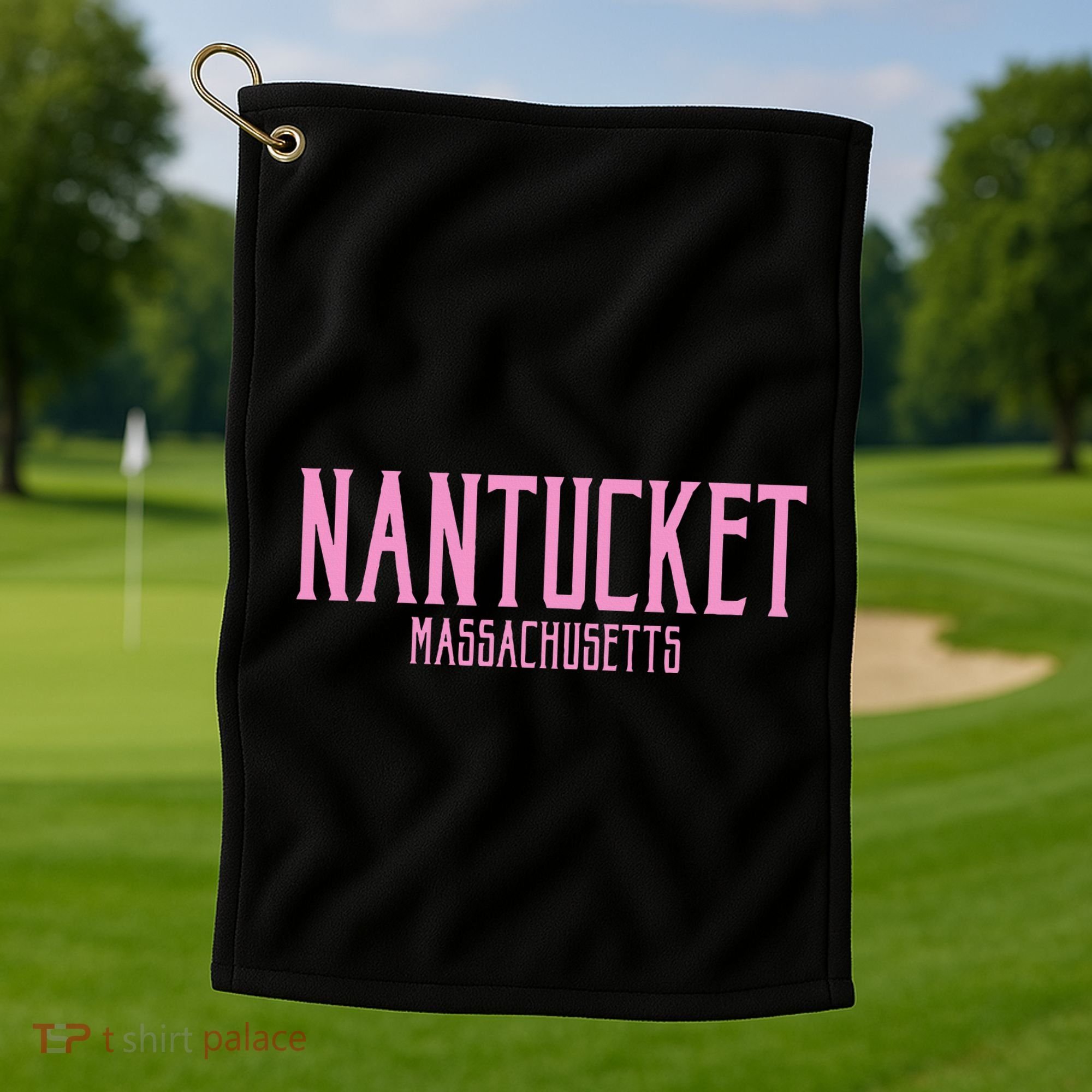 Nantucket Massachusetts Text Print Golf Towel