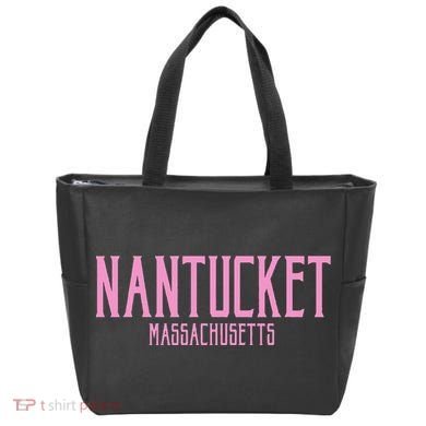 Nantucket Massachusetts Text Print Tote Bag