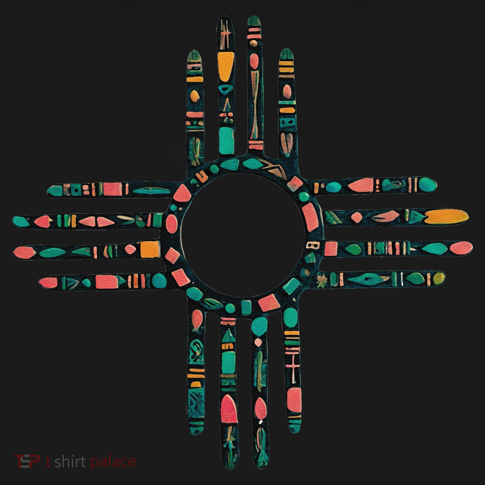 New Mexico Turquoise And Pink Turquoise Zia Symbol Women's Tank Top