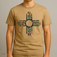 New Mexico Turquoise And Pink Turquoise Zia Symbol T-Shirt thumb 3