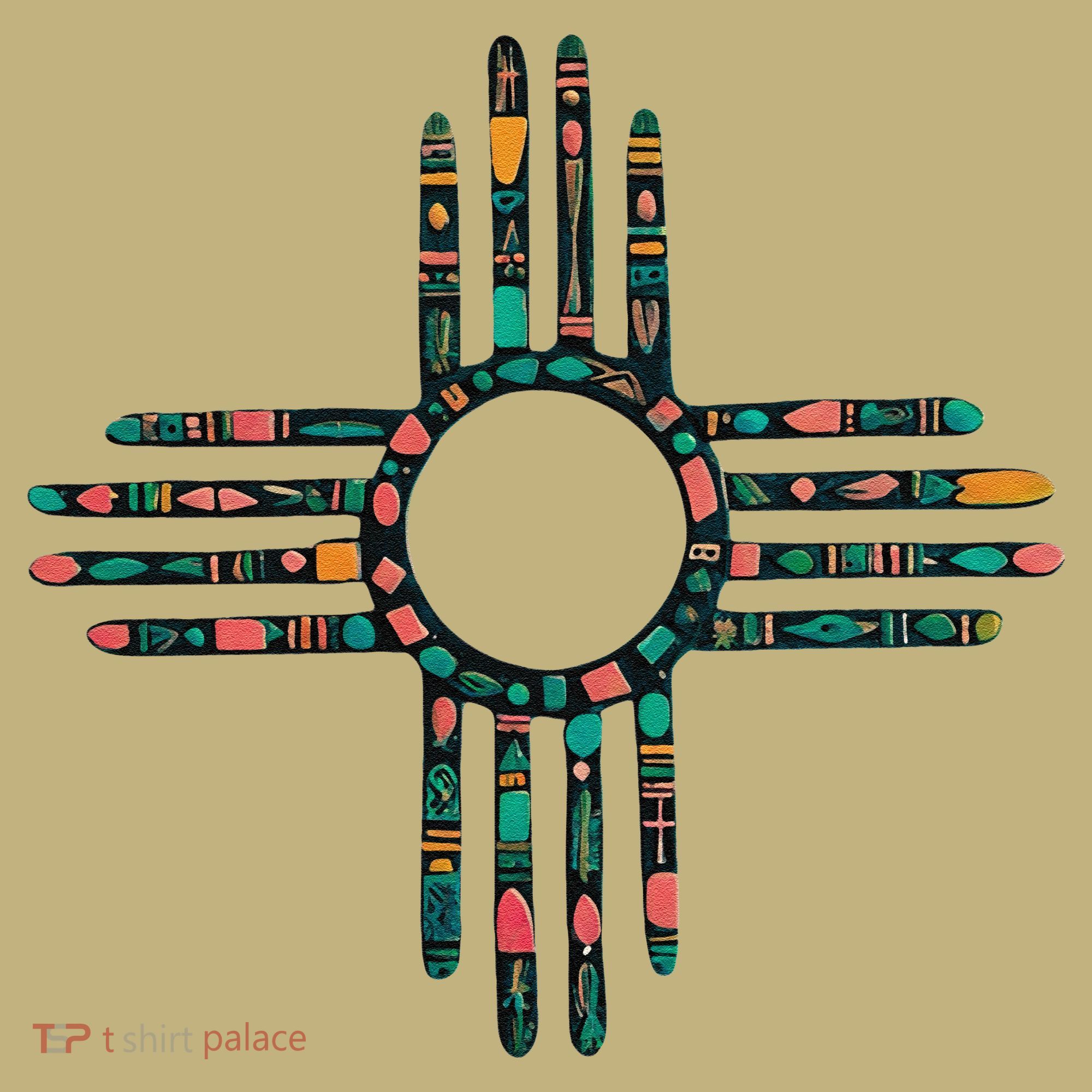 New Mexico Turquoise And Pink Turquoise Zia Symbol T-Shirt