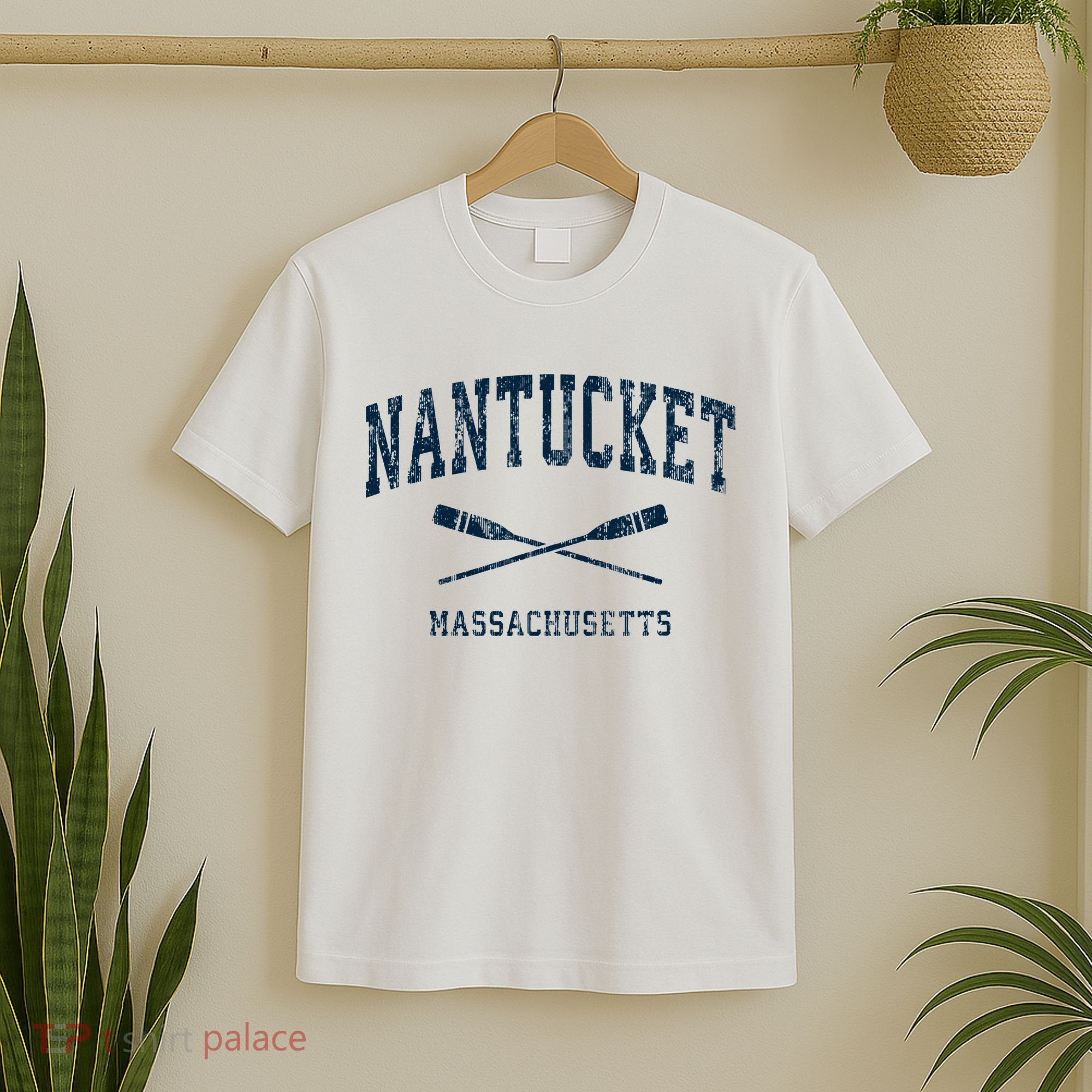 Nantucket Massachusetts Vintage Nautical Paddles Sports Oars T-Shirt