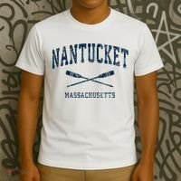 Nantucket Massachusetts Vintage Nautical Paddles Sports Oars T-Shirt thumb 3