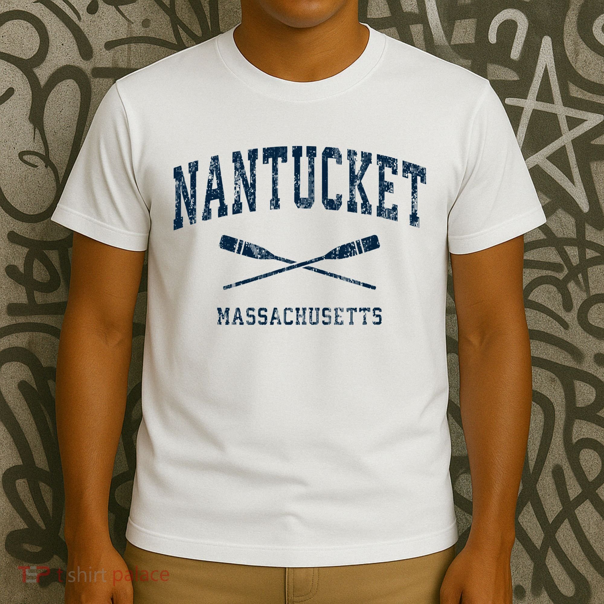 Nantucket Massachusetts Vintage Nautical Paddles Sports Oars T-Shirt
