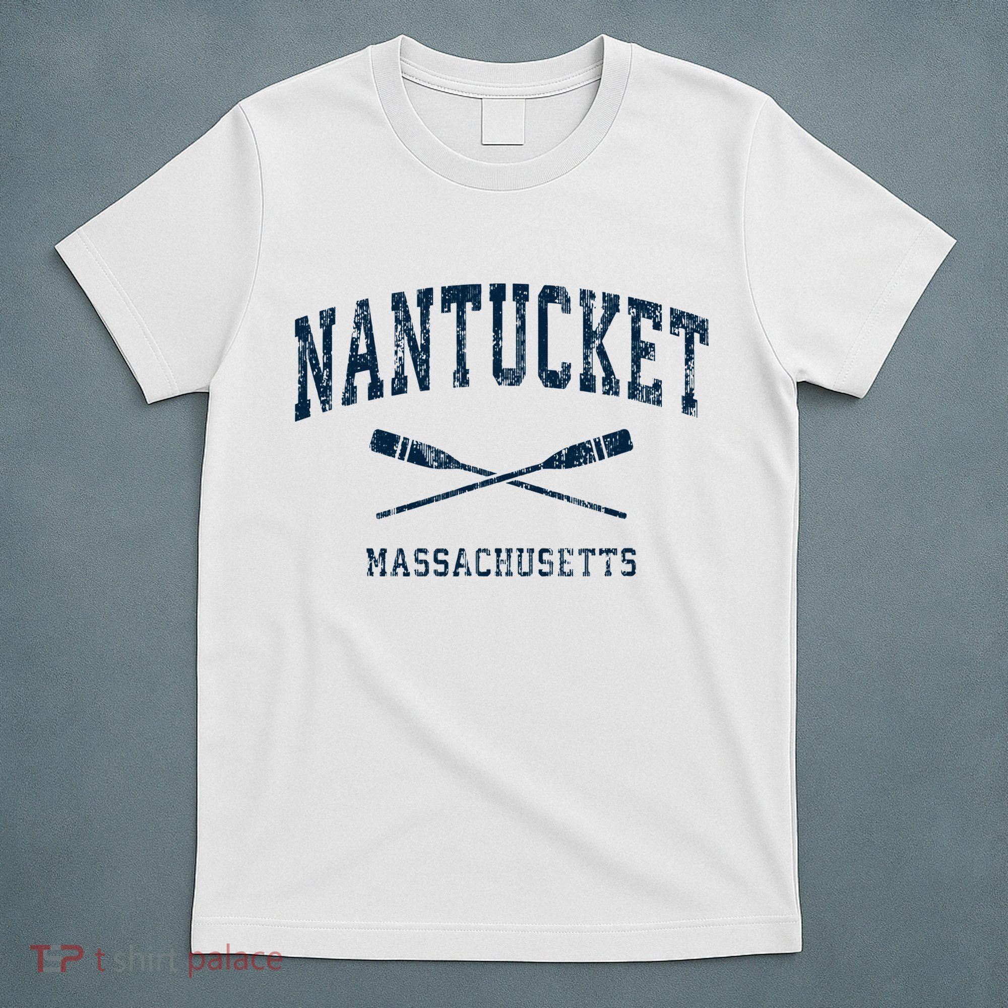 Nantucket Massachusetts Vintage Nautical Paddles Sports Oars T-Shirt