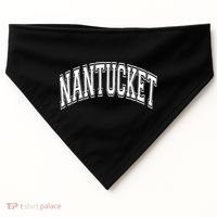 Nantucket Massachusetts Varsity Style Pink With White Text USA-Made Doggie Bandana thumb 0