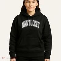 Nantucket Massachusetts Varsity Style Pink With White Text Hoodie thumb 5