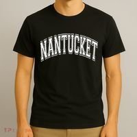 Nantucket Massachusetts Varsity Style Pink With White Text T-Shirt thumb 3