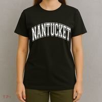Nantucket Massachusetts Varsity Style Pink With White Text T-Shirt thumb 4