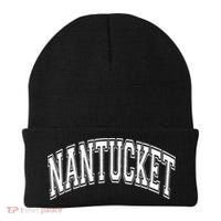 Nantucket Massachusetts Varsity Style Pink With White Text Beanie thumb 0