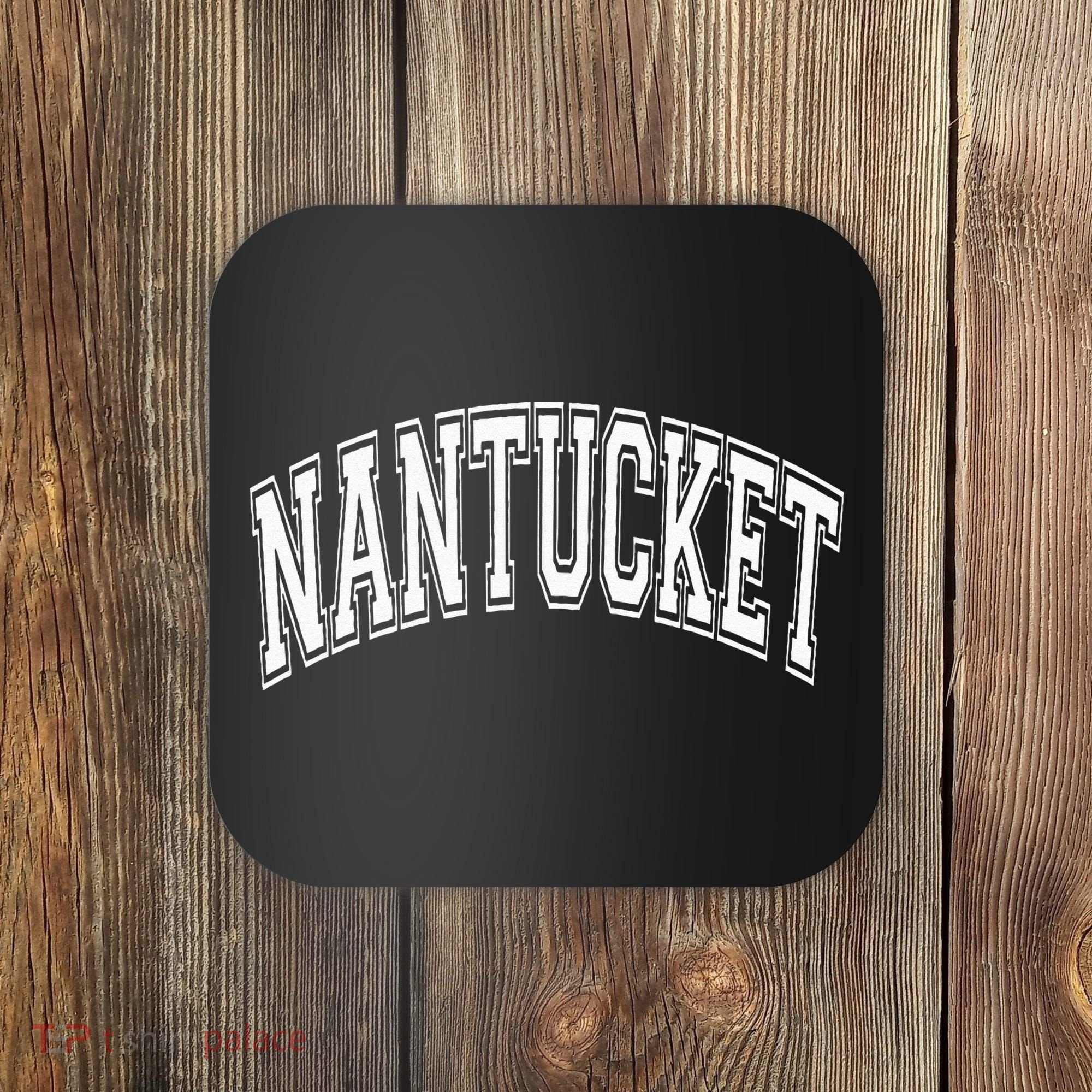 Nantucket Massachusetts Varsity Style Pink With White Text Coaster