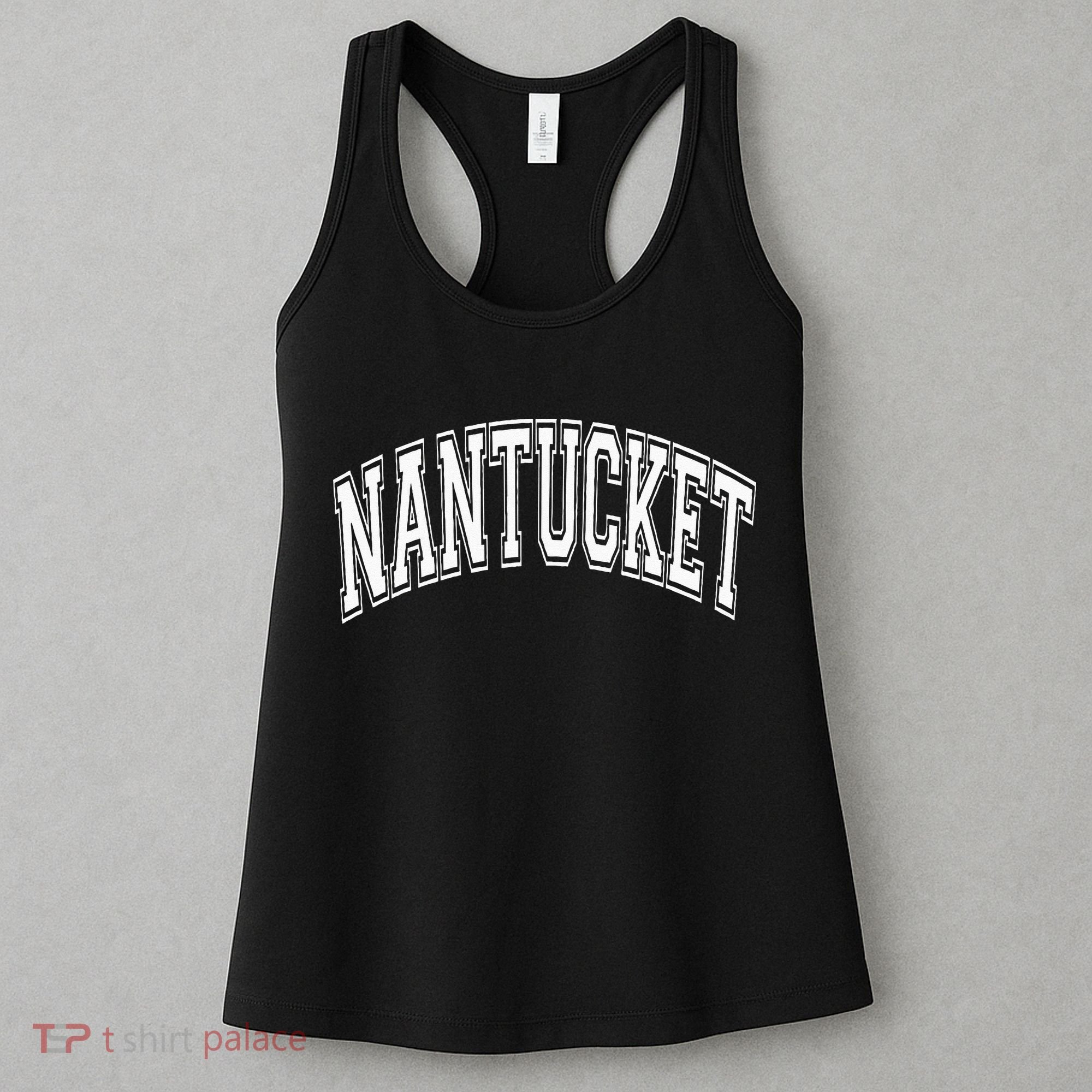 Nantucket Massachusetts Varsity Style Pink With White Text Women's Tank Top
