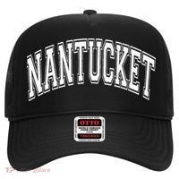 Nantucket Massachusetts Varsity Style Pink With White Text Hat thumb 0