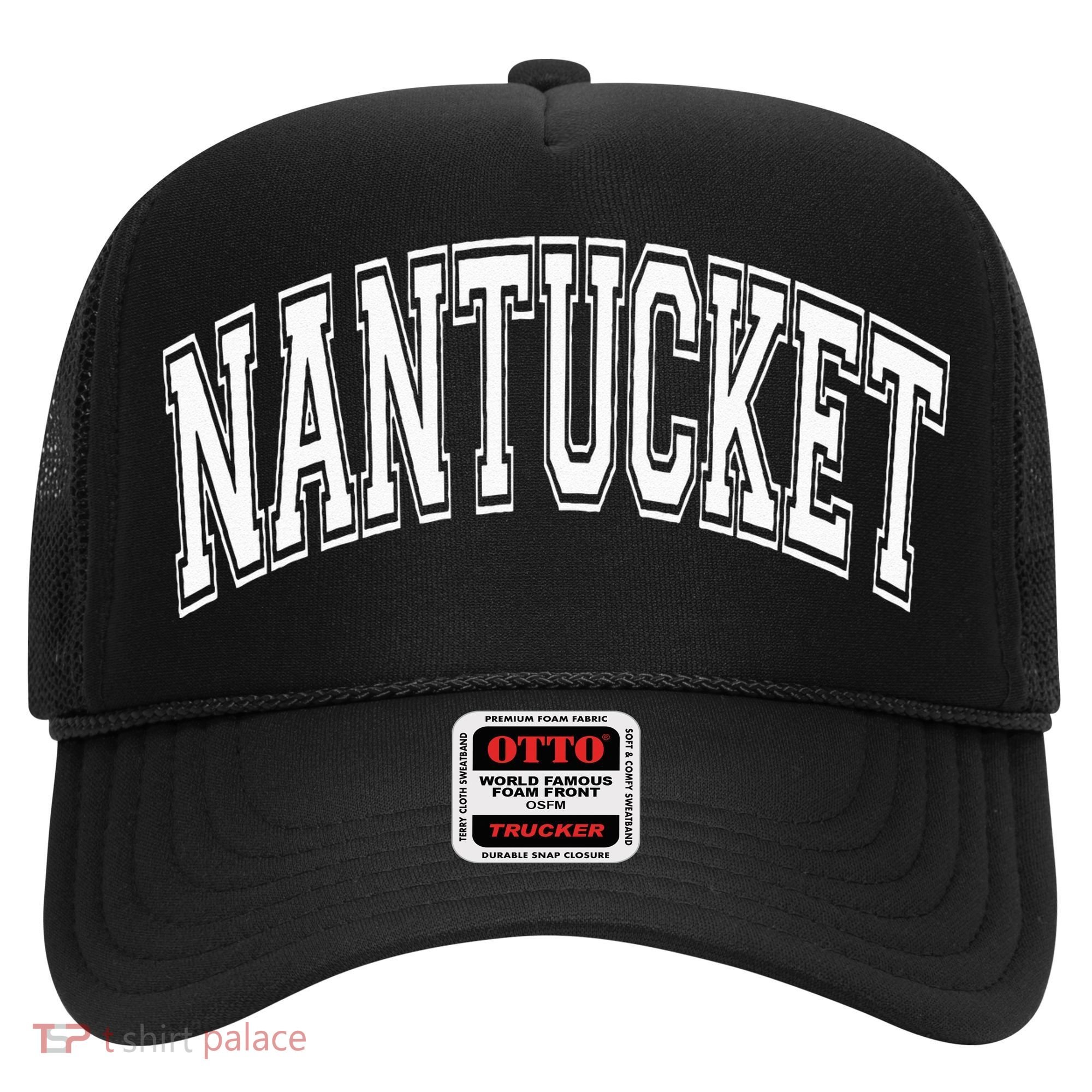 Nantucket Massachusetts Varsity Style Pink With White Text Hat