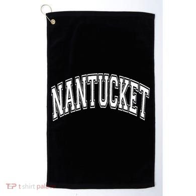 Nantucket Massachusetts Varsity Style Pink With White Text Golf Towel