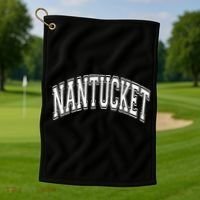 Nantucket Massachusetts Varsity Style Pink With White Text Golf Towel thumb 1
