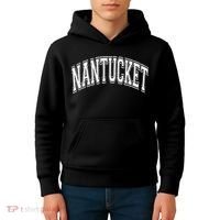 Nantucket Massachusetts Varsity Style Pink With White Text Kids Hoodie thumb 4